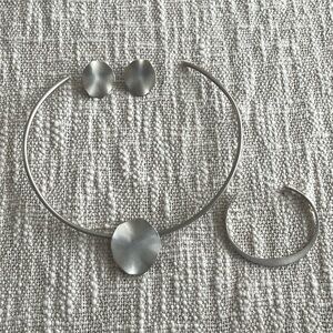 Beautiful Contemporary Brushed Sterling Silver Jewelry Set.